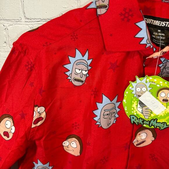 Suitmeister Rick + Morty Men’s Holiday Button Down Shirt - Picture 2 of 4